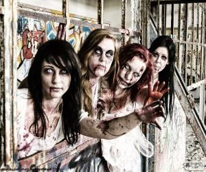 yapboz Dört zombiler Cadılar Bayramı